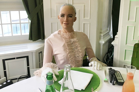 Бизнес и робот София обсудили в Давосе применение искусственного интеллекта