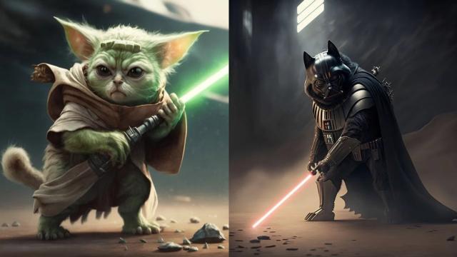 Главных героев «Звездных войн» заменили коты (фото)