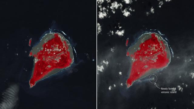 Новый остров у берегов Японии виден из космоса (фото)