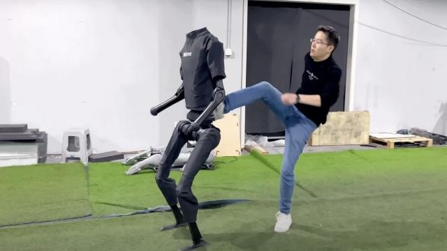 Видео дня: самый мощный робот-гуманоид выдерживает удары ногами
