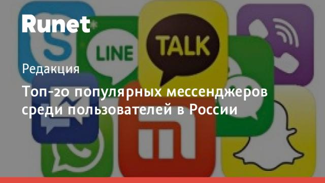 Топ-20 популярных мессенджеров среди пользователей в России
