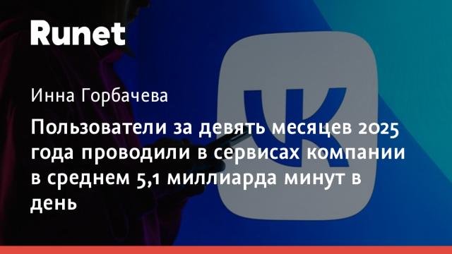 Пользователи за девять месяцев 2025 года проводили в сервисах компании в среднем 5,1 миллиарда минут в день
