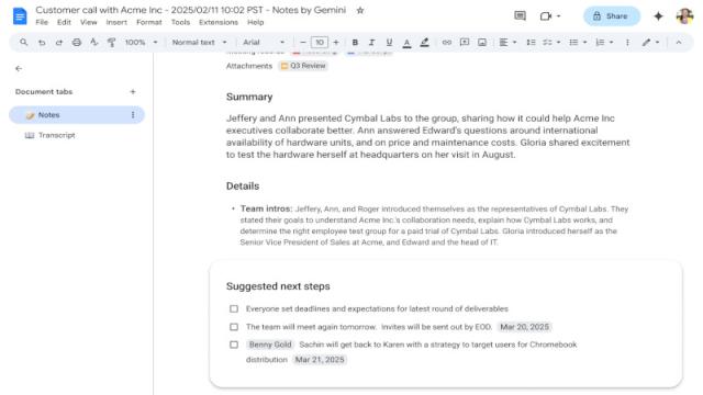 Google Meet с ИИ Gemini научился назначать исполнителей и заменил ручное ведение заметок