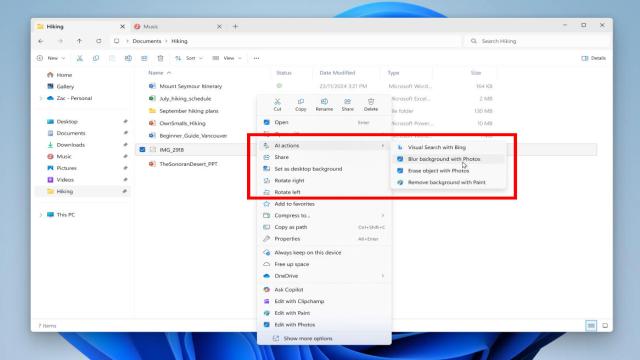 Microsoft добавила в «Проводник» ИИ-действия