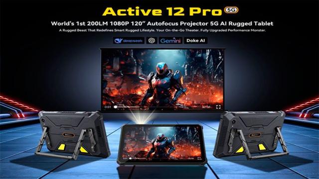 Blackview начинает продажи защищённого планшета Active 12 Pro с 5G и 120-дюймовым проектором 1080p с яркостью 200 люмен
