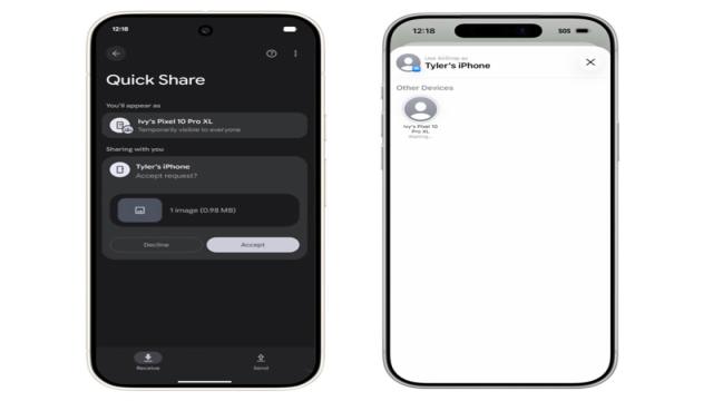 Google скоро научит Android-смартфоны отправлять файлы прямо на iPhone через AirDrop