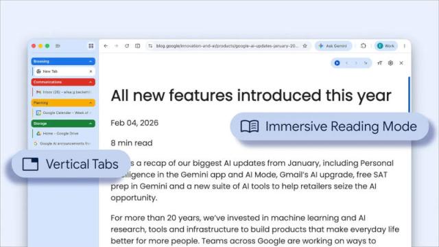 В Google Chrome появилась вертикальная панель вкладок и улучшился режим чтения