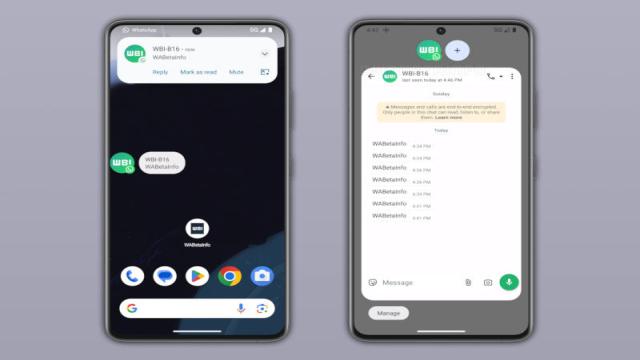 WhatsApp для Android получит поддержку «пузырей» — малоизвестного формата системных уведомлений