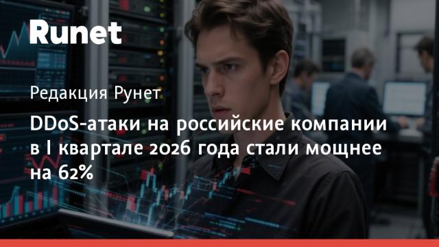 DDoS-атаки на российские компании в I квартале 2026 года стали мощнее на 62%