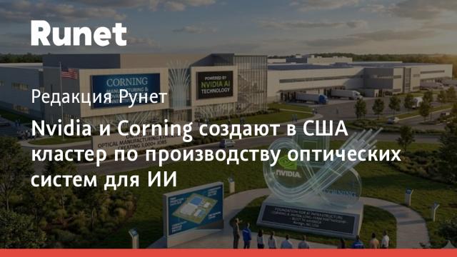 Nvidia и Corning создают в США кластер по производству оптических систем для ИИ