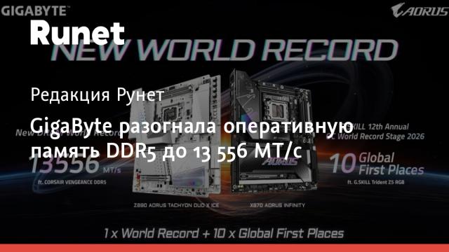 GigaByte разогнала оперативную память DDR5 до 13 556 МТ/с