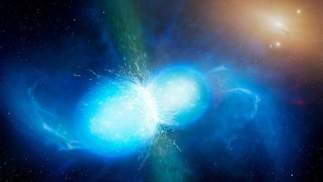 Пыль из тяжелых элементов объяснила свечение после встречи нейтронных звезд