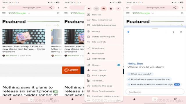 В Google Chrome для Android появилась навигационная панель с кнопкой Gemini